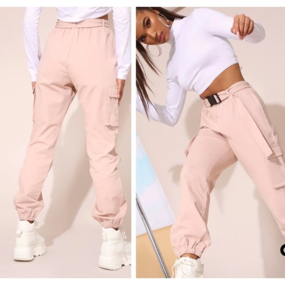 FINAL PRICE: NWT PrettyLittleThing Plus Nude Utility Buckle Belt Joggers